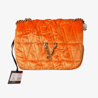 VERSACE- NWT 2023 Orange Crushed Velvet Virtus Bag