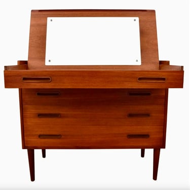 Vintage Danish Mid Century Modern Teak Low Boy Dresser Vanity 