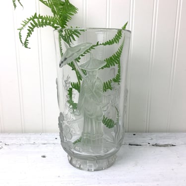 Verlys America Mandarin vase - 1940s Chinoiserie glass 