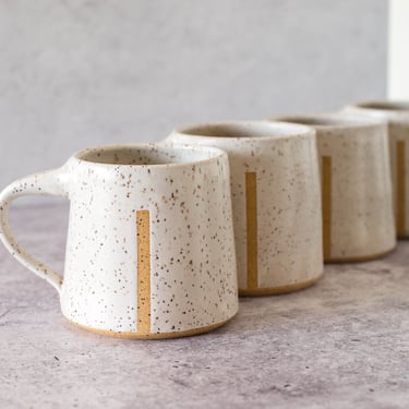 Speckled White Ceramic Mug | Handmade Coffee Mug | Modern Pottery | Farmhouse Decor | Satin White Glaze | Tea Cup | Valentine's Day Present 