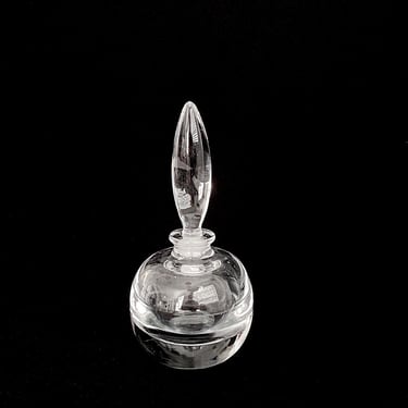 Vintage Fine Art Glass Crystal 7" Tall Perfume Bottle with Ball Design 