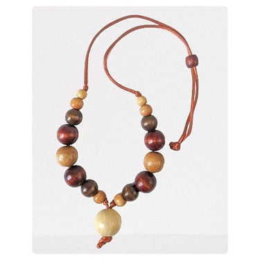 vintage 70's wood bead necklace (Size: OS)