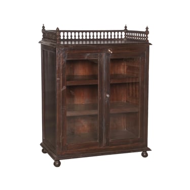 Dark Wood Cabinet with Glass