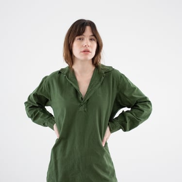 Vintage Forest Green Lightweight Popover Tunic Shirt | Pullover | Cotton Henley | L | GP019 
