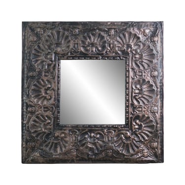 Handmade Square Cherub & Shell Antique Tin Ceiling Wall Mirror