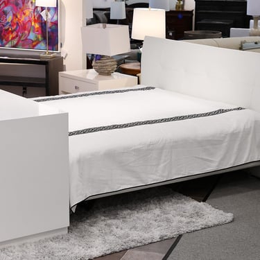 White Leather Contemporary King Bed Frame