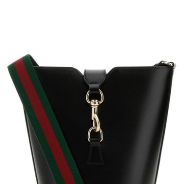 Gucci Woman Black Leather Mini Bucket Bag