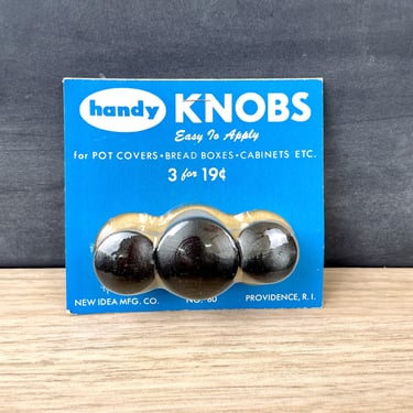 Handy Knobs - replacement black wood knobs - 1960s vintage 