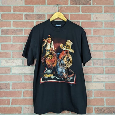 Vintage 90s Made in USA Panhandle Slim Cowboy Portrait ORIGINAL Art Tee - Extra Large 