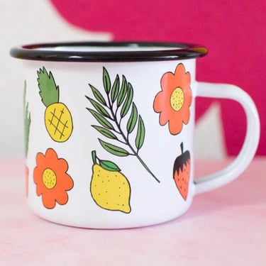Fruits & Flowers Enamel Mug