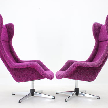 1960's Miroslav Navratil Pair of Swivel Wingback Lounge Chairs / Vintage Chair / Mid-century / Purple color 