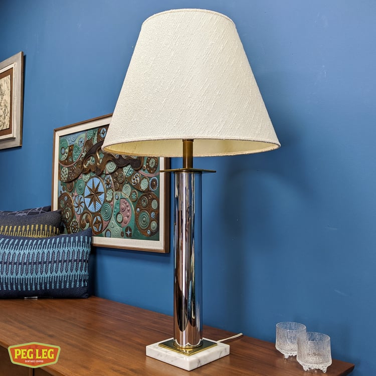 Vintage chrome and brass table lamp