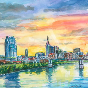 Gicleé Print of Nashville at Sunrise to Benefit the Victim Families of Covenant by Cris Clapp Logan 