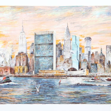 East River by Kamil Kubik, Lithograph, 1990 