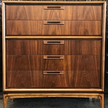 Mid Century Walnut Highboy Dresser by Stanley Furniture