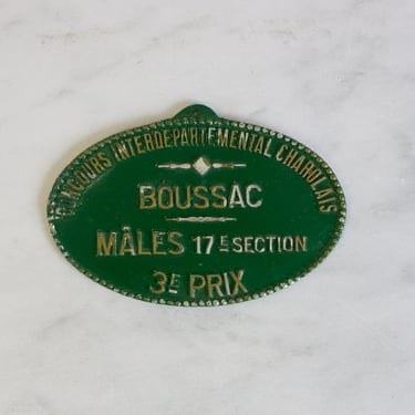 vintage french cast iron and enamel agricultural award plaques