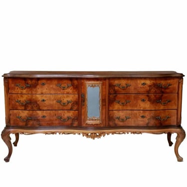 Mid-Century Venetian Baroque Burlwood Sideboard Buffet 