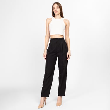 XS 80s Black High Waisted Trousers 25