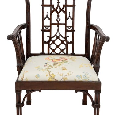 George II Style Mahogany Chinoiserie Armchair