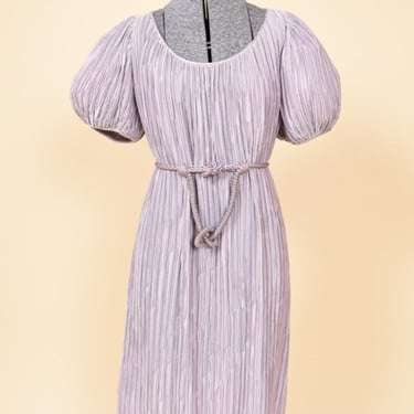 Lilac Micro-Pleat Puff Sleeve Dress By Pierre Labiche, M