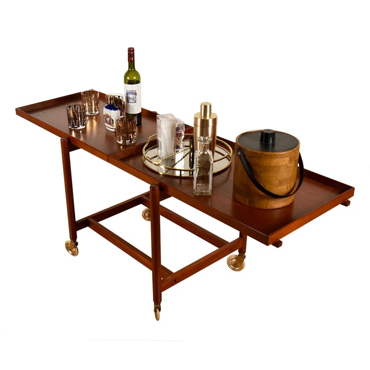 Expanding Danish Serving | Bar Cart in Teak