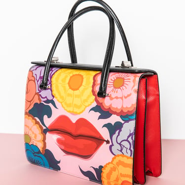 PRADA 2015 Lips Print Saffiano Top Handle Bag