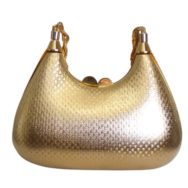 1980s Gold Metal Evening Clutch