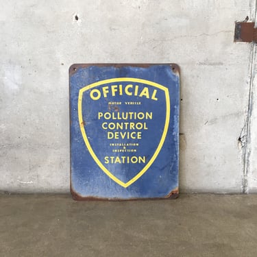 Vintage Pollution Control Metal Sign