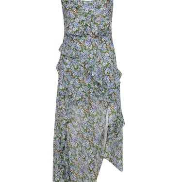 Veronica Beard - Green Floral Silk Sleeveless Maxi Dress Sz 4