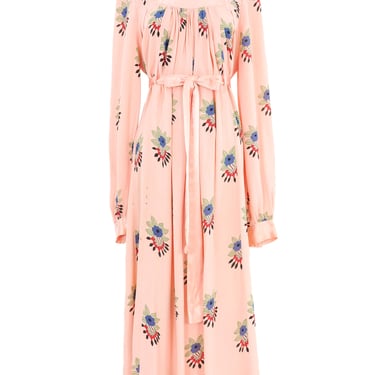 Ossie Clark Celia Birtwell Printed Pink Crepe Dress