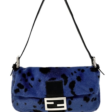 Fendi Blue Dalmation Print Baguette Bag