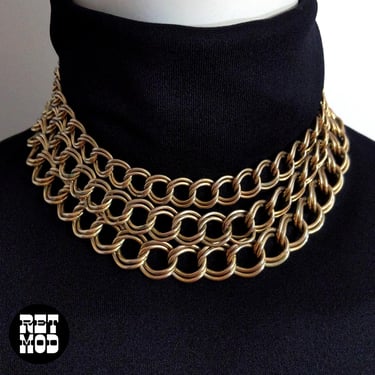 Chunky Chic Vintage 70s 3-Chain Statement Necklace 