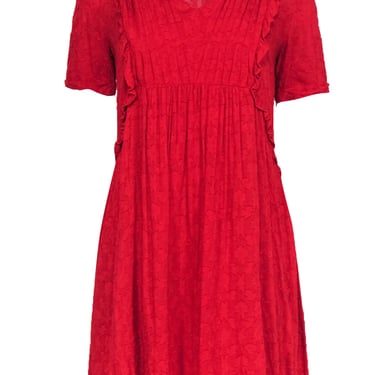 The Kooples - Red Textured Short Sleeve Shift Dress Sz S