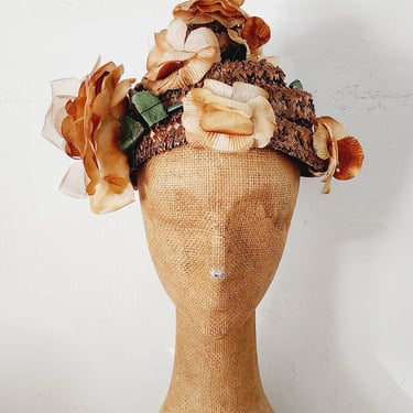 50s Cone Shaped Flower Hat in Peach Juli-Kay Chicago 