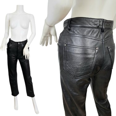 Wilsons Maxima 1980s Black Leather Jeans Style Pants I Sz Med I 30" 