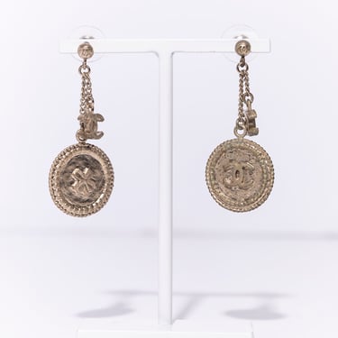 CHANEL Clover Coin Earrings