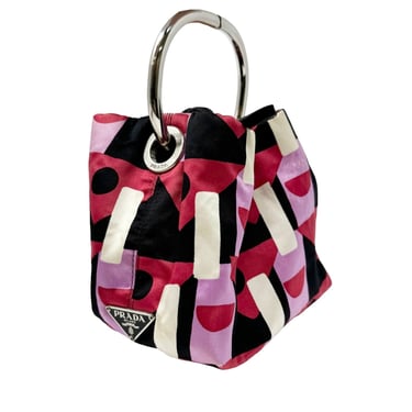 Prada Mini Pink Satin Geometric Ring Handle Bag