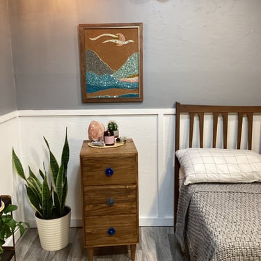 Solid wood Mid Century nightstand 