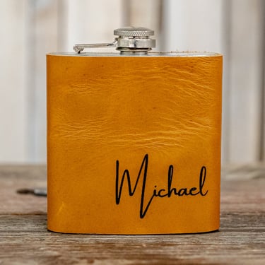 Personalized Leather Flask |  Groomsmen Gift |  Wedding Party |  Bridesmaids Gift |  In Blue Handmade 