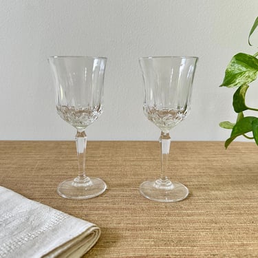 Vintage Crystal Wine Glasses - Set of Two 