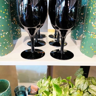 Vintage Libbey Black Wine Glasses