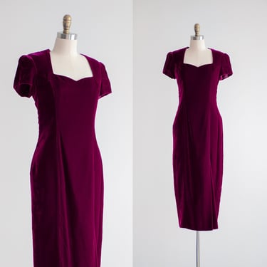 purple velvet dress 90s vintage Liz Claiborne velvet midi dress 