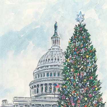 Gicleé Print U.S. Capitol Christmas Tree at Daytime by Cris Clapp Logan 
