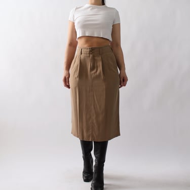 Vintage Slinky Chestnut Midi Skirt - W27