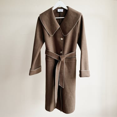 Moss Scalloped Hem Wool Coat