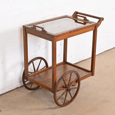 Stickley Brothers Antique Arts & Crafts Oak Bar Cart, Circa 1900