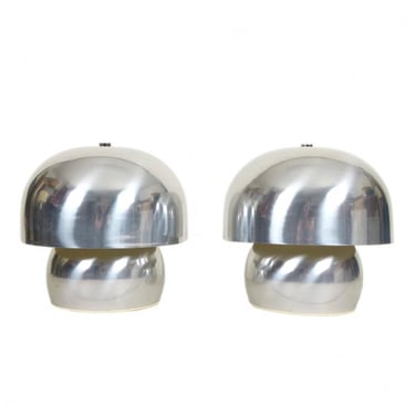 Pair of Aluminum Mushroom Lamps