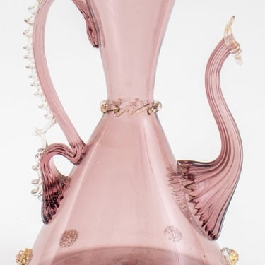 Venetian Murano Amethyst Gold-Flecked Glass Ewer