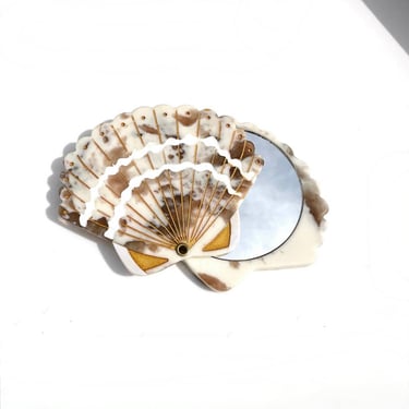 Hand-Painted Seashell Compact Mirror