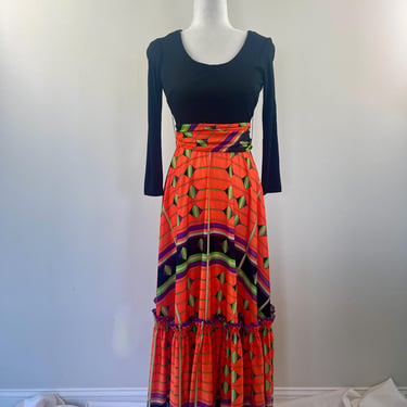 1980s Lillie Rubin Jersey Knit Abstract Print Dress 